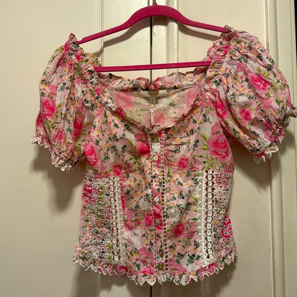 LoveShackFancy Bryant Blouse - Magenta Flower Fields - Size 4 - BNWT